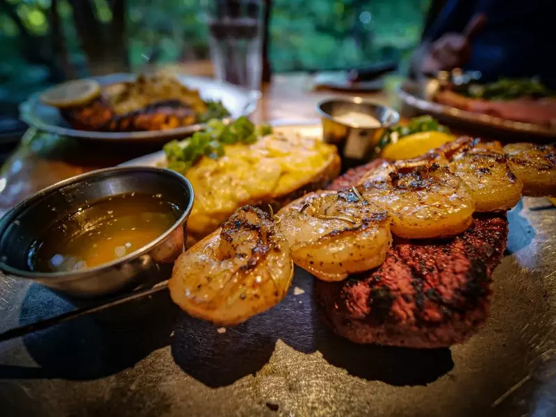 steak and grilled shrimp